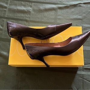 Circa Joan&David Luxe Series Navy Blue Leather Croc Heals